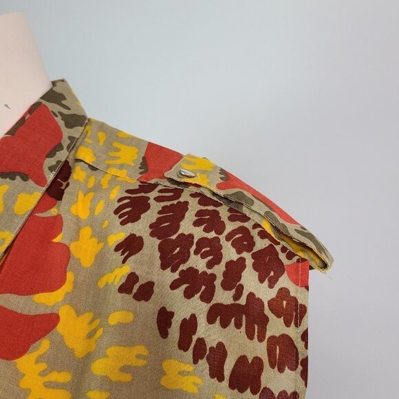 VINTAGE Como Brown & Yellow Cotton Top Size 18 - Picture 2 of 13